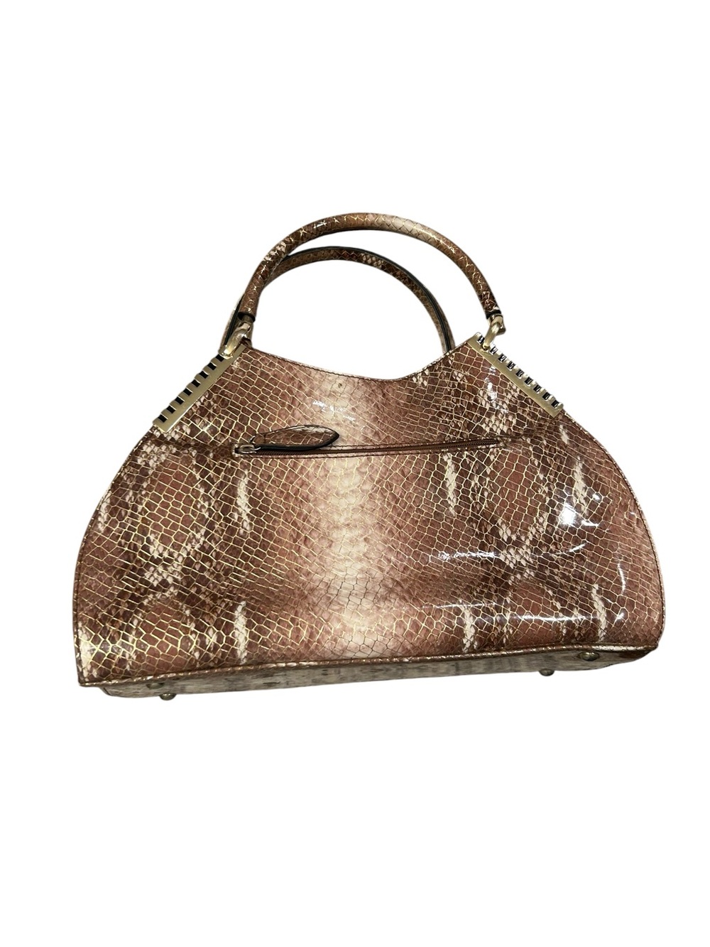 Eliox European Snake Embossed faux Leather Patent Women’s Hand Bag NWT Gold Tone